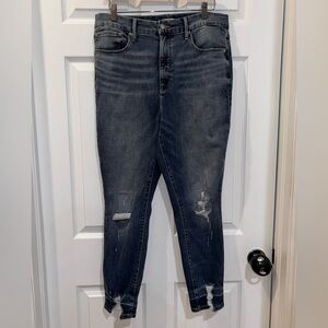 Good American Good Waist Jeans Size 15 Chew Hem Ankle Skinny GWCCH075T Distres